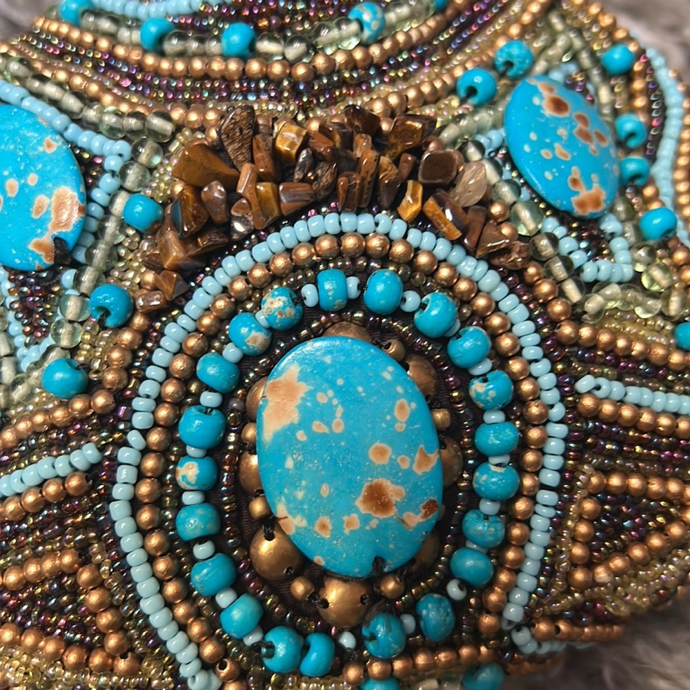 Gorgeous Mary Frances Turquoise Multi Beaded wristlet Handbag-Never Used! - Picture 2 of 7